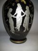 Large Black Amethyst Mirror Glass Victorian Or Czech Antique Vase 3 Women Muses Vases photo 9