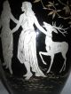 Large Black Amethyst Mirror Glass Victorian Or Czech Antique Vase 3 Women Muses Vases photo 4