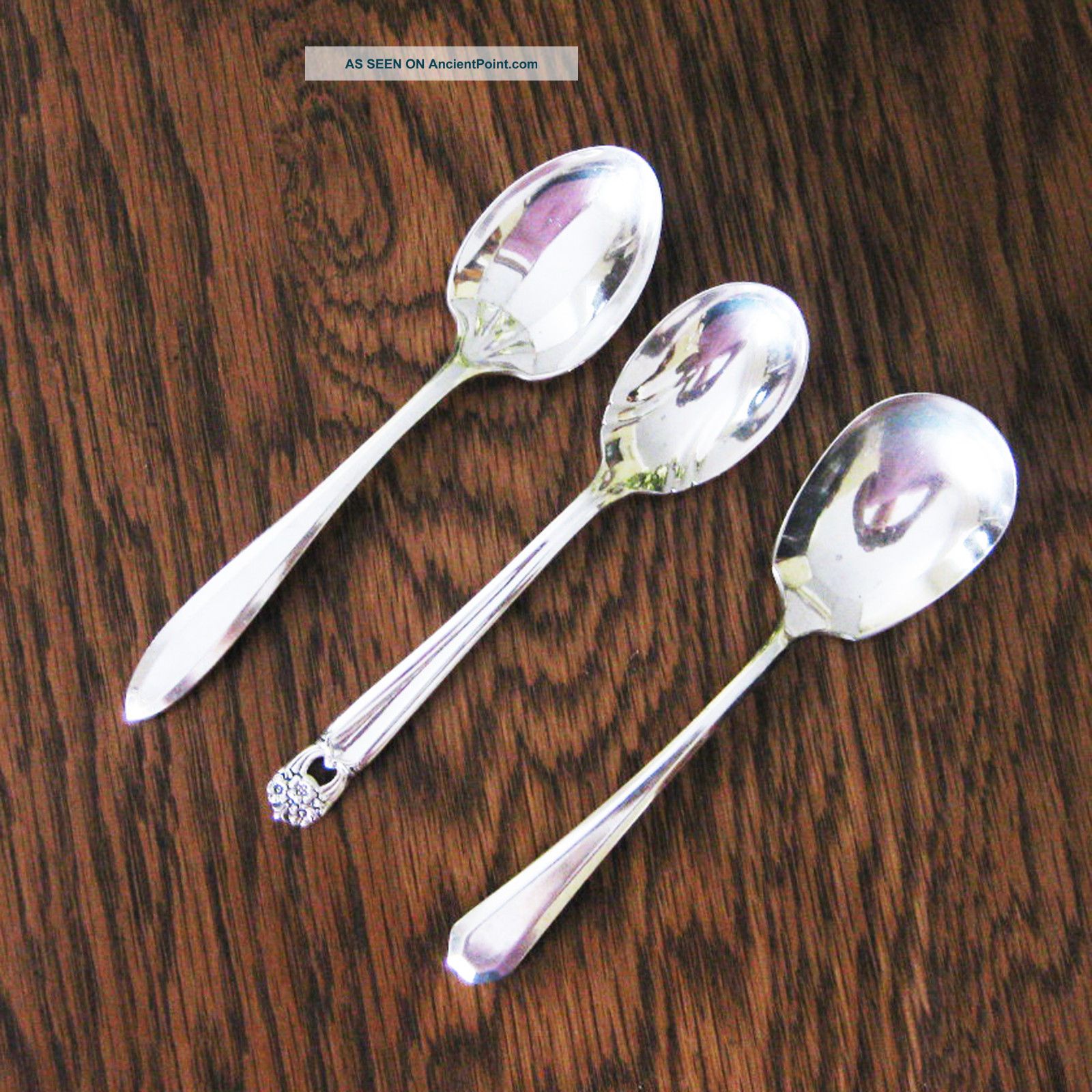 Vintage Sugar Condiment Silverplate Spoons Collection Of 3 Flatware & Silverware photo