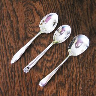 Vintage Sugar Condiment Silverplate Spoons Collection Of 3 photo