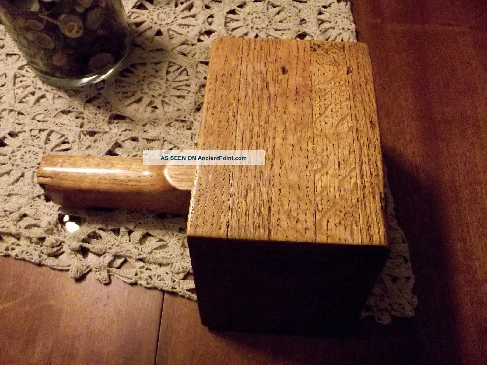 Antique Primitive Hand Made Walnut Wood Handled Push Block Unique Primitives photo