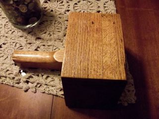 Antique Primitive Hand Made Walnut Wood Handled Push Block Unique photo