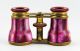 Antique Fancy Gold Pltd French Opera Glasses Fancy Pink Mother Of Pearl 19 Victorian photo 1