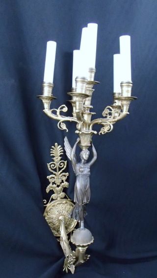 Antique Large Dore Bronze Wall Sconce With Female Figure photo