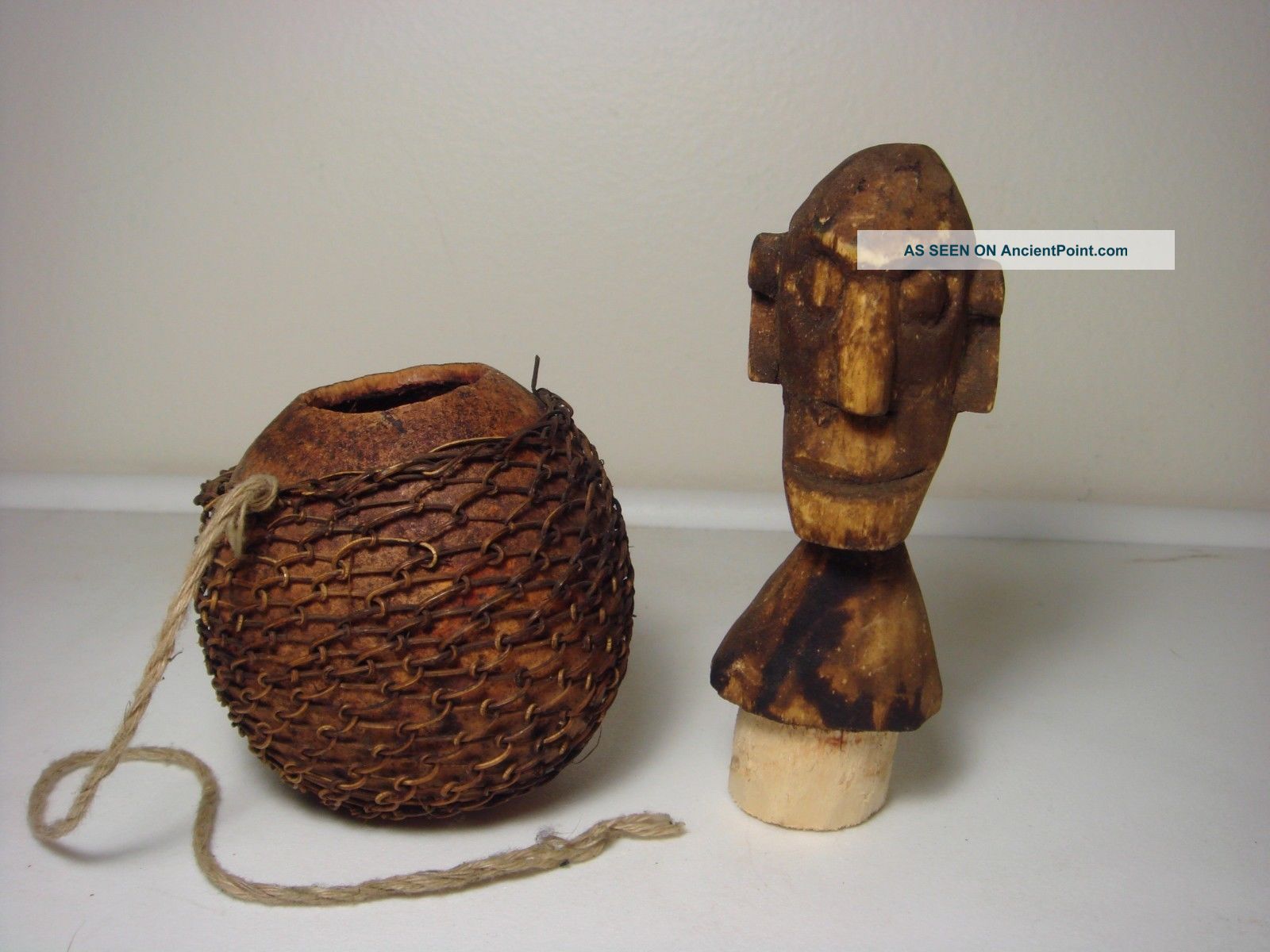 African Tribal Gourd Hand Carved Early Luba Tribe Wood Medicine Man Congo Rare Other photo