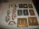 Of 7 Antique Push Button Electric Light Switches & 8 Brass Plates Switch Plates & Outlet Covers photo 3