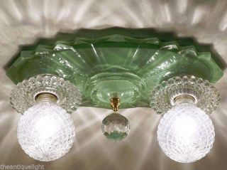 () Jadeite Hobnail Ceiling Lamp Light Glass Shade Fixture Hall 1 0f 2 photo