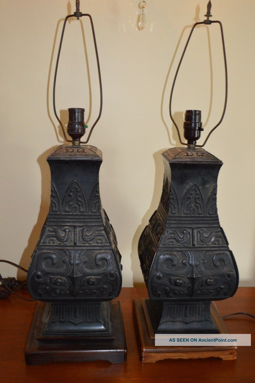 Pair Mid Century Modern Paul Hanson Archaic Egyptian / Chinese Lamps C.  1950 ' S Mid-Century Modernism photo