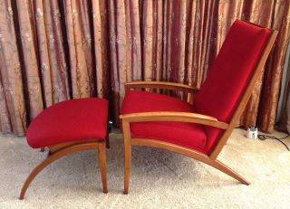 Mid Century Modern Rare Edward Wormley Drexel Parallel Chair & Ottoman Restored photo