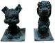 Antique Copper Fountain Heads Shaped Like Dogs Animal Patina Old Decorative Rare Metalware photo 1