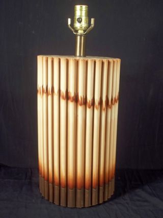 Unusual Reeded Glazed Ceramic Lamp - Mid Century Modern photo