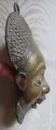 Exceptionally Rare Vintage Mid - Century Bearded Male Benin Bronze Mask Masks photo 2