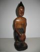 Hand Carved Wood African Man Playing Drum Figure Figurine Art Statue Two Tone Other photo 2