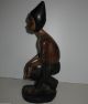 Hand Carved Wood African Man Playing Drum Figure Figurine Art Statue Two Tone Other photo 3