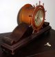 Antique Waterbury Brass Ships Wheel Jeweled Ships Clock W/ Footed Stand N/r Clocks photo 2