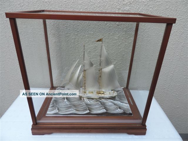 Very Large Vintage Signed 2 Masted Japanese Takehiko Sterling Silver Yacht Ship Other photo