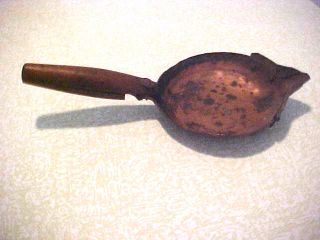 Antique Primitive Copper Pan With Pour Spout/wood Handle - All Hand Made - 