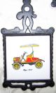 Classic Antique Cars Collectible Tiles Trivets Cast Iron Steel Hand Painted 60s Tiles photo 2