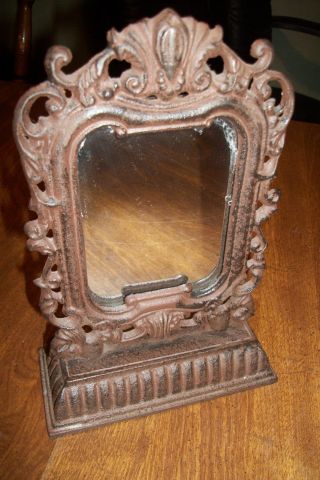 Standing Mirror In Cast Iron Frame photo