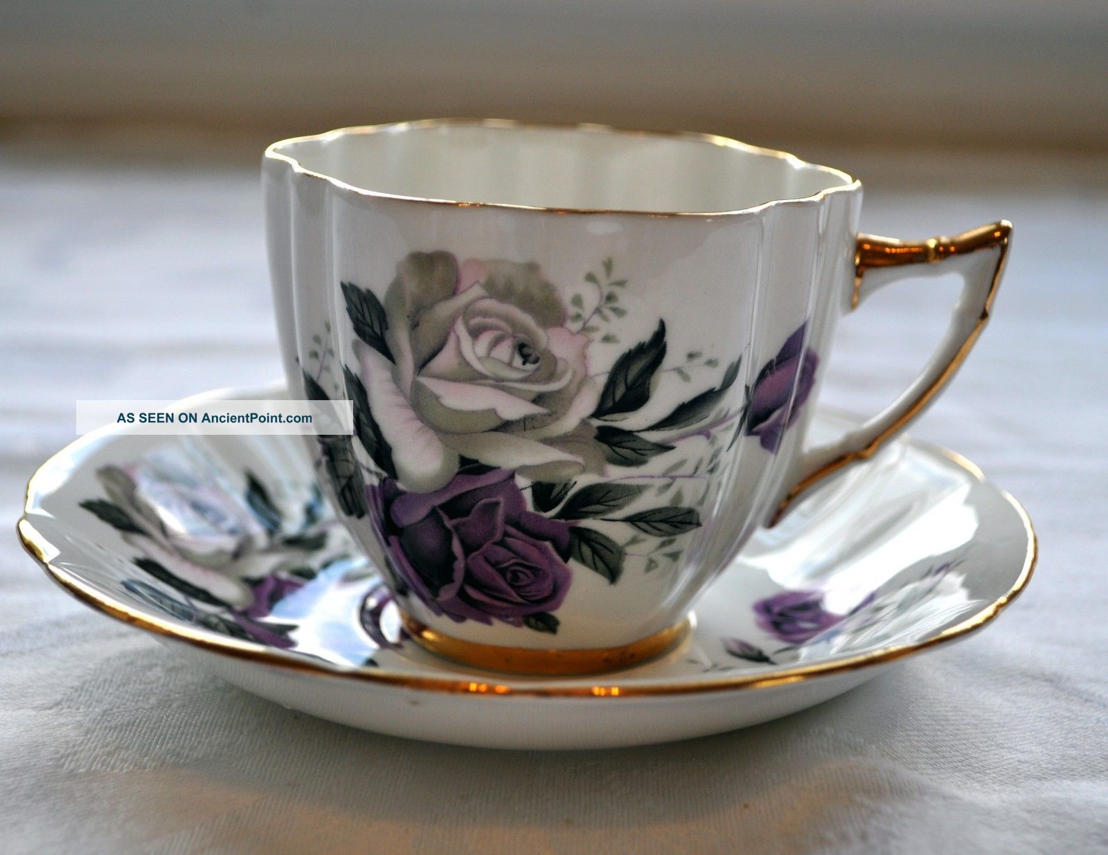 Royal London Violet Purple Rose Tea Cup & Saucer Set Cups & Saucers photo