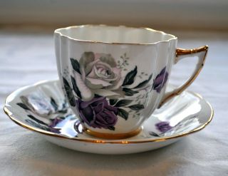 Royal London Violet Purple Rose Tea Cup & Saucer Set photo