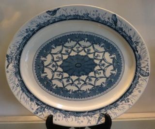 Antique Royal Crown Derby Blue & White Pottery Big Oval Platter Tazza Leopold photo