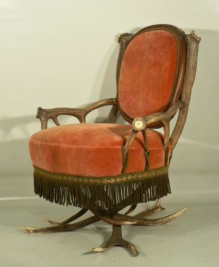 Great Antique Black Forest Antler Easy Chair - Austria Ca.  1880 photo
