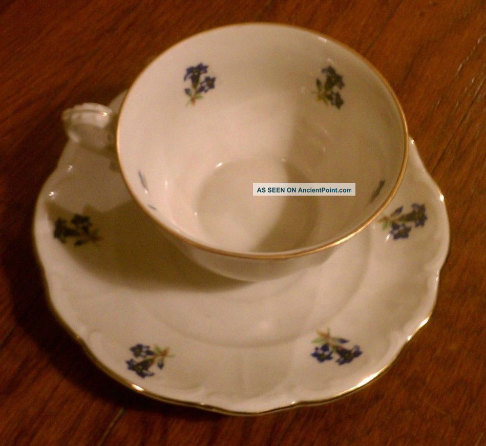 Vintage Bareuther Germany Us - Zone Bavaria Blue & White Small Cup And Saucer Cups & Saucers photo