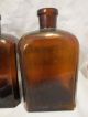 3 Antique Vintage Czech Army Brown Apothecary Bottles W / Ground Glass Stoppers Bottles & Jars photo 1