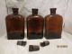 3 Antique Vintage Czech Army Brown Apothecary Bottles W / Ground Glass Stoppers Bottles & Jars photo 2