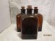 3 Antique Vintage Czech Army Brown Apothecary Bottles W / Ground Glass Stoppers Bottles & Jars photo 4
