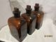 3 Antique Vintage Czech Army Brown Apothecary Bottles W / Ground Glass Stoppers Bottles & Jars photo 5