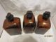 3 Antique Vintage Czech Army Brown Apothecary Bottles W / Ground Glass Stoppers Bottles & Jars photo 7
