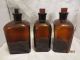 3 Antique Vintage Czech Army Brown Apothecary Bottles W / Ground Glass Stoppers Bottles & Jars photo 8