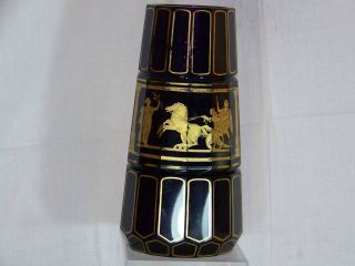 Moser Art Deco Amethyst Neoclassical Design 14k Gold Gild Faceted Art Glass photo