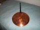 Large Vintage Copper Brassy Strainer Colander W/ Wrought Iron Handle 31 
