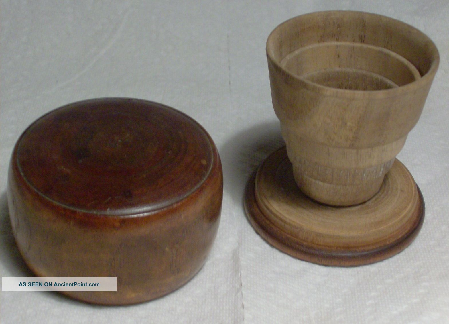Country Antique Primitive Wooden Folding Collapsing Cup Travel Hunting Accessory Other photo