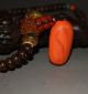 Tibet Old Prayer Bead Baltic Amber Worry Turquoise Nanhong Agate Rosary Necklace Tibet photo 5