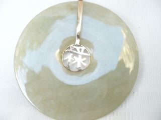 Chinese Vintage Natural Lite Green Jade With 14k Gold Pendant 2 