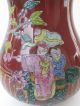 Antique Chinese Red Background Kylin,  Mother & Kids Enamel Porcelain Vase. Vases photo 2