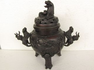 Edo Period (1615 - 1867ad) Carving Of A Bronze Incense Burner : 10 1/2 