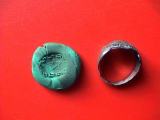 Stunning Medieval Decorated Silver Ring With Occult Pentagram,  13th Century Ad. photo