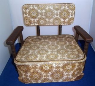 Child ' S Baby 1/2 Chair 1940 ' S Brown Wood W Brown Vinyl Cover Family Owned photo
