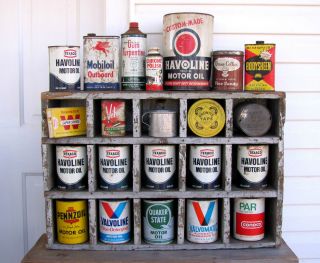 Vintage Gas Station Oil Can Shelf Wood Industrial Salvage Primitive Rack Sign photo