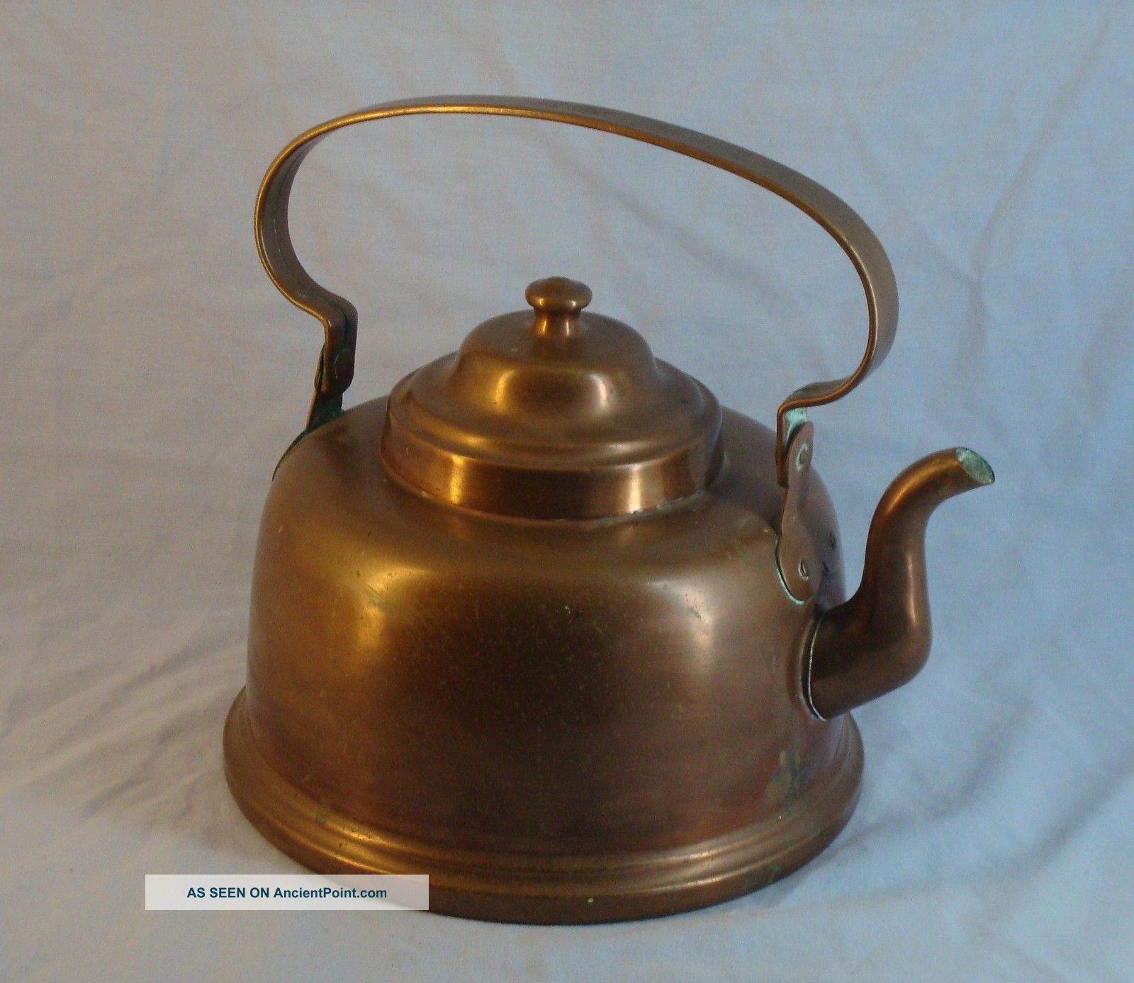Antique Karl Olsen Stavanger Norway Large Dovetailed Copper Tea Pot Kettle 5 Primitives photo