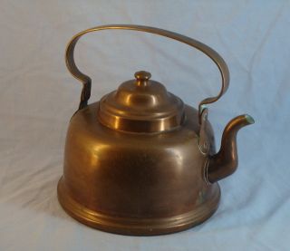 Antique Karl Olsen Stavanger Norway Large Dovetailed Copper Tea Pot Kettle 5 photo