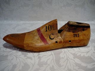 Vintage Men ' S Single Left Foot Wood Shoe Last Form Mold Size 10½ C photo