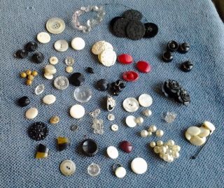 Pearl Glass Plastic Shell Antique Vintage Buttons Victorian Deco Old photo
