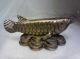 Vintage Chinese Carp Brass Fish Coin In Mouth & Coins As Base Other photo 1