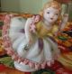 Vintage Porcelain Figurine Of Little Girl Dancing,  Lace Trim,  Flowered Dress Figurines photo 1